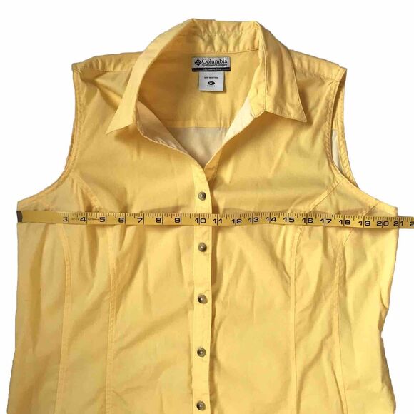 VTG Columbia Womens Size XL Yellow Sleeveless Button Up Shirt Top Tank Outdoor - Picture 6 of 9
